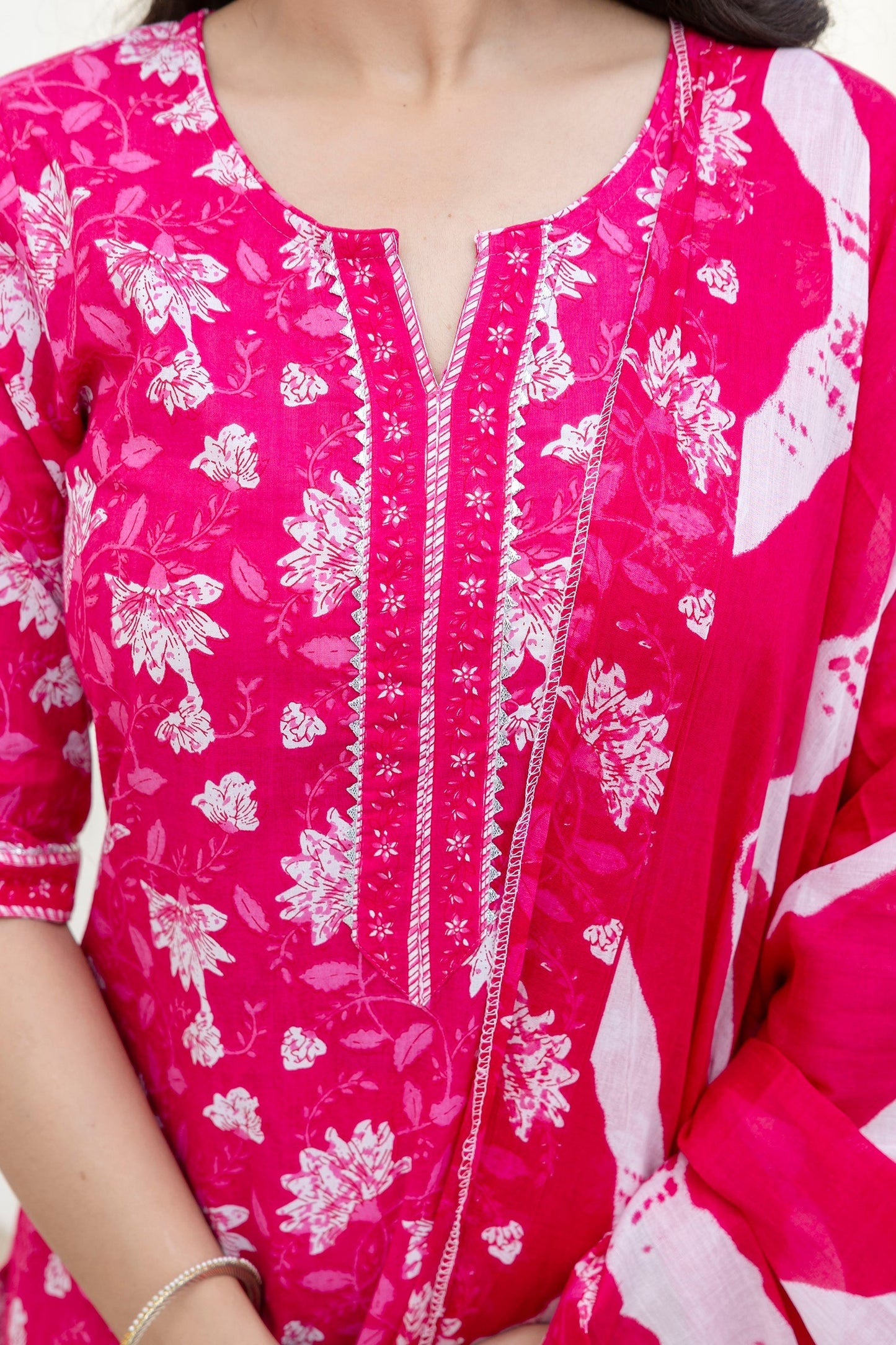 Blushvine Pink Cotton Dupatta Set