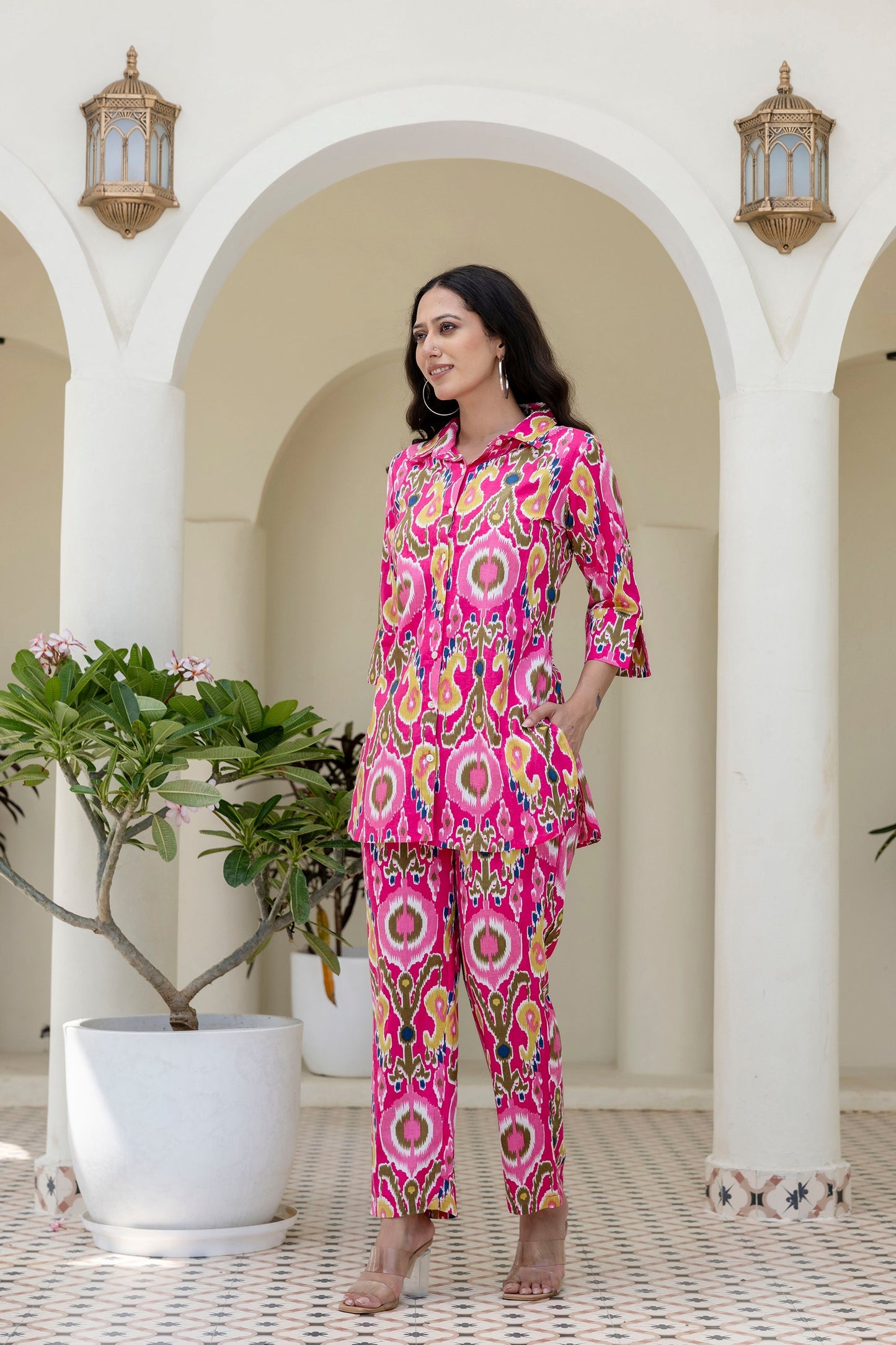 Whimzicle Pink Abstract Cotton Co-ord Set