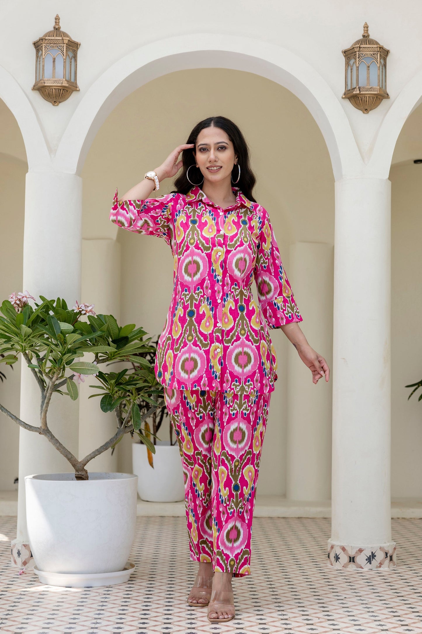 Whimzicle Pink Abstract Cotton Co-ord Set