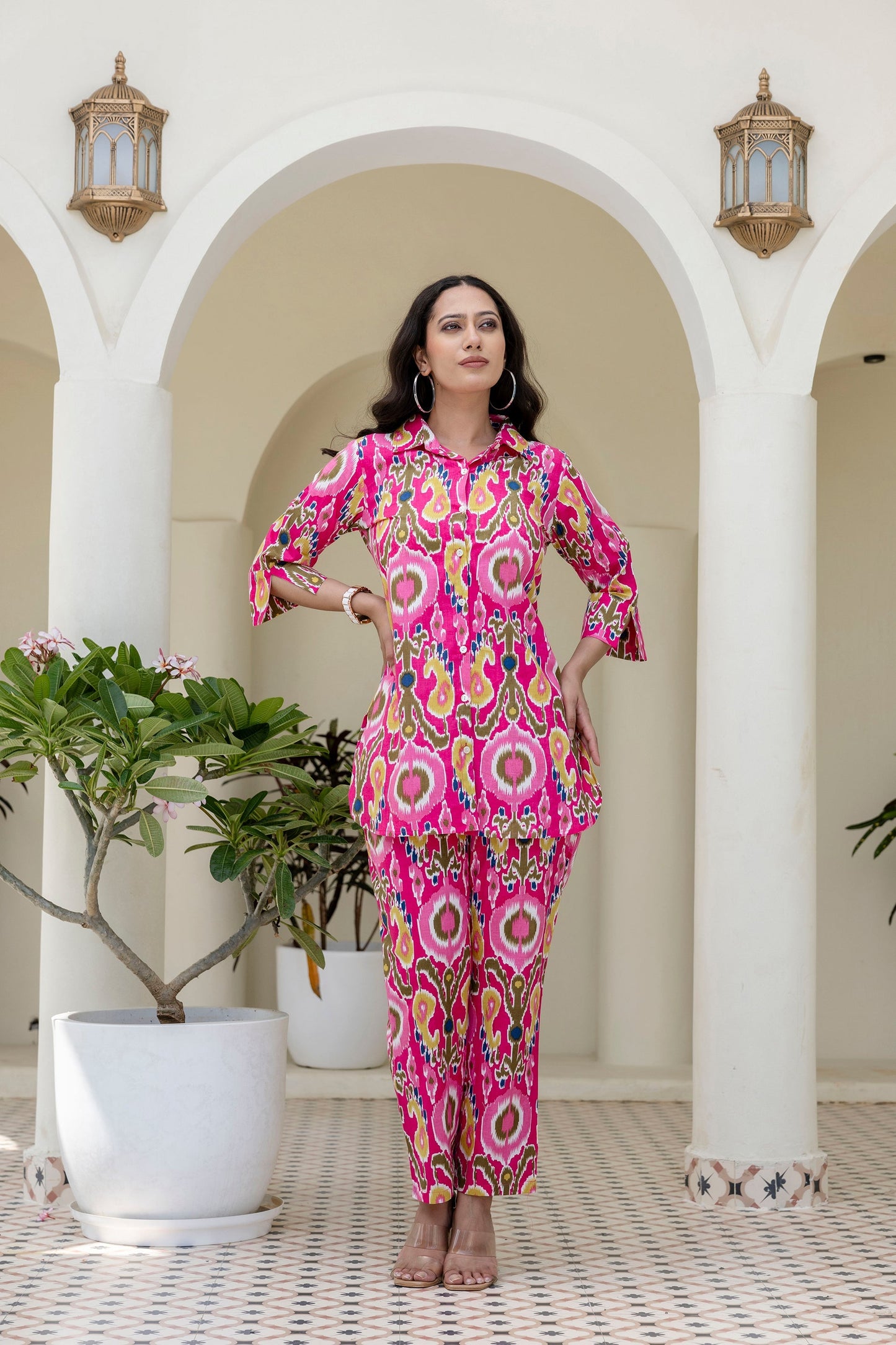 Whimzicle Pink Abstract Cotton Co-ord Set