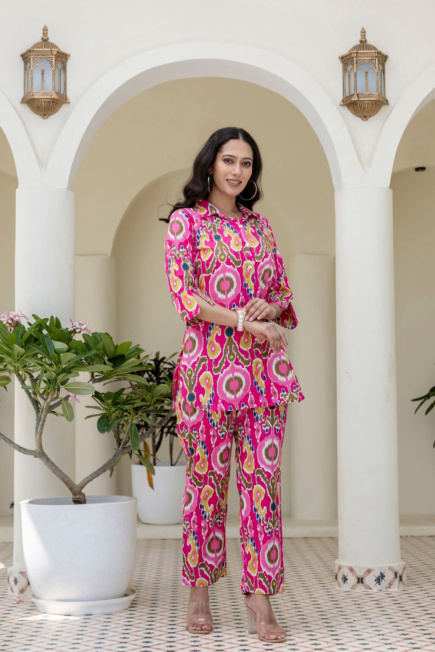 Whimzicle Pink Abstract Cotton Co-ord Set
