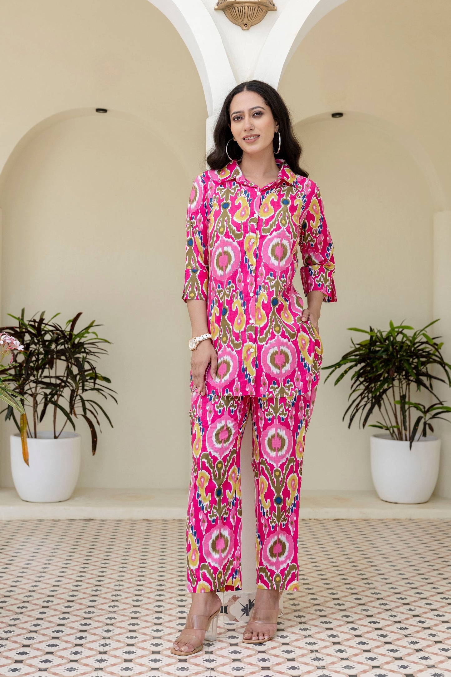 Whimzicle Pink Abstract Cotton Co-ord Set