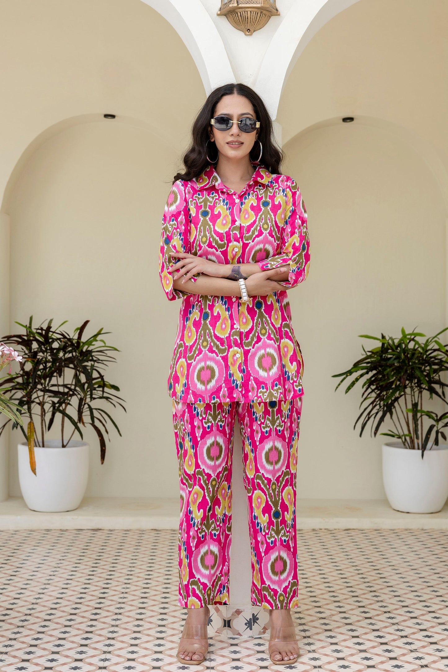 Whimzicle Pink Abstract Cotton Co-ord Set