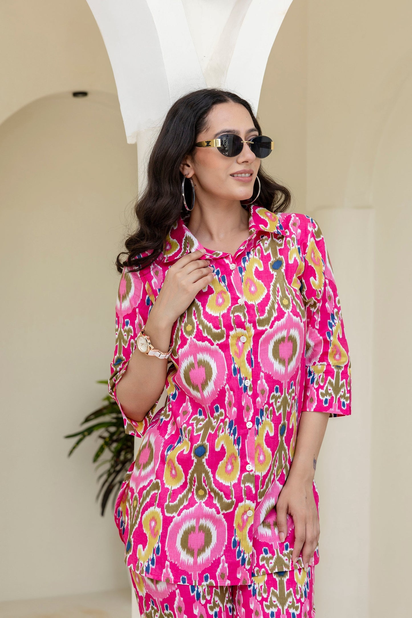 Whimzicle Pink Abstract Cotton Co-ord Set