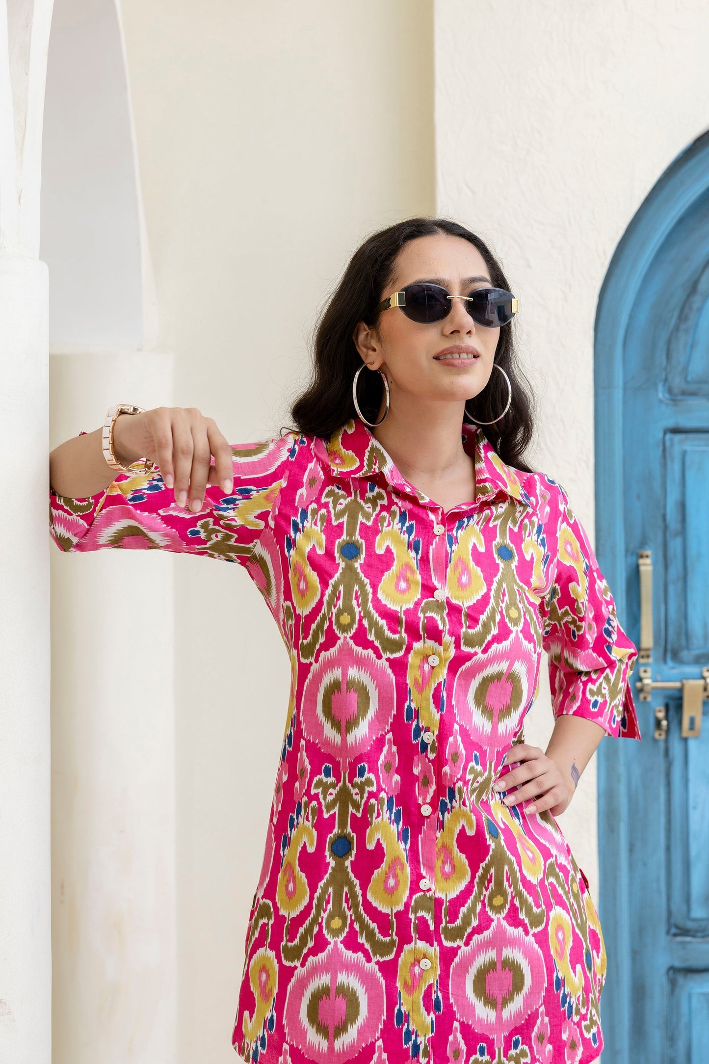 Whimzicle Pink Abstract Cotton Co-ord Set
