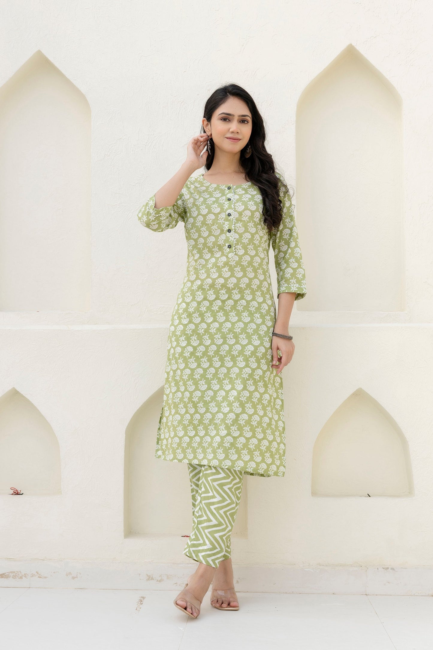 Basil Floral Cotton Dupatta Set