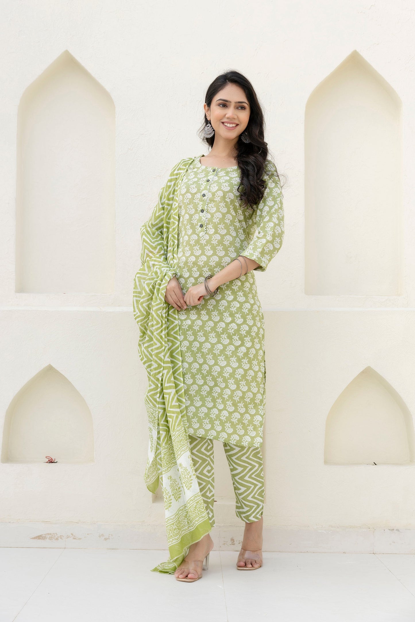 Basil Floral Cotton Dupatta Set