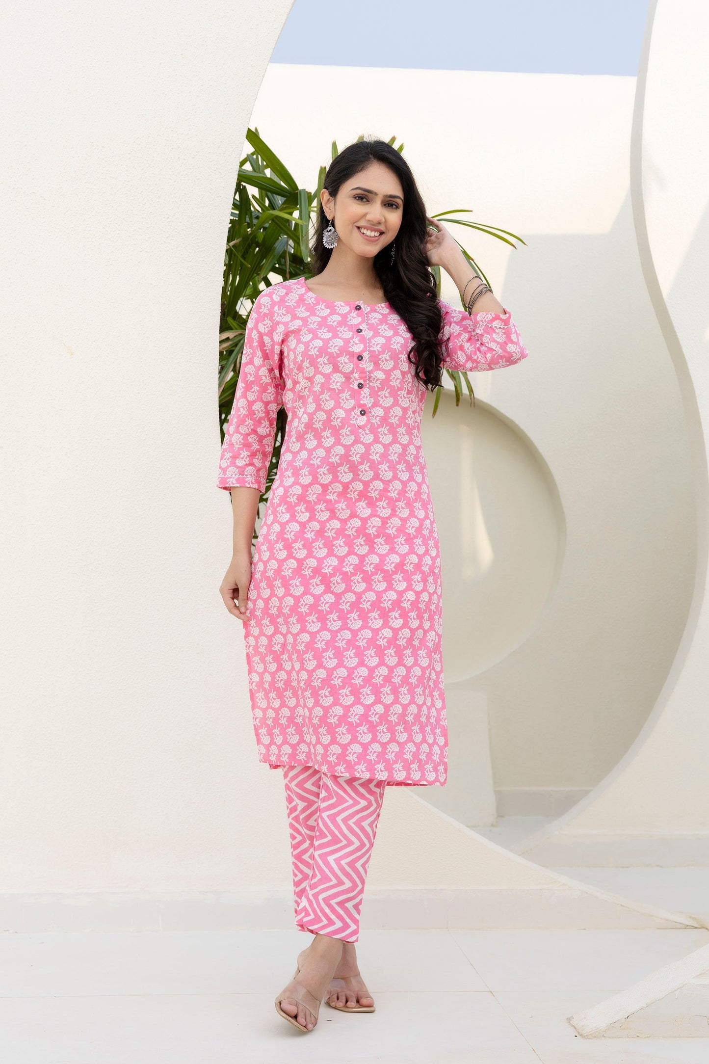 Rose Floral Cotton Dupatta Set