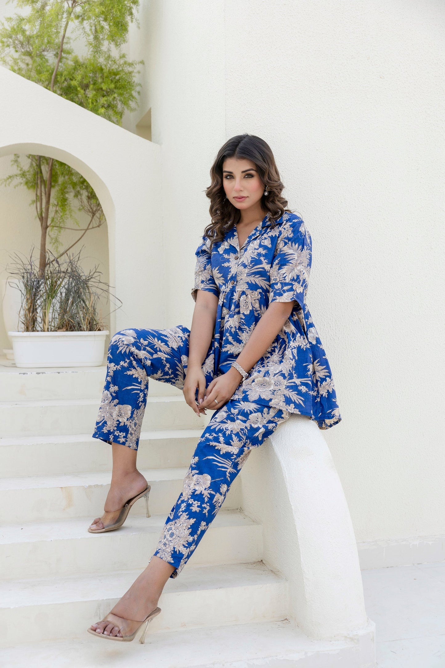 Cloudblush Blue Floral Co-ord Set