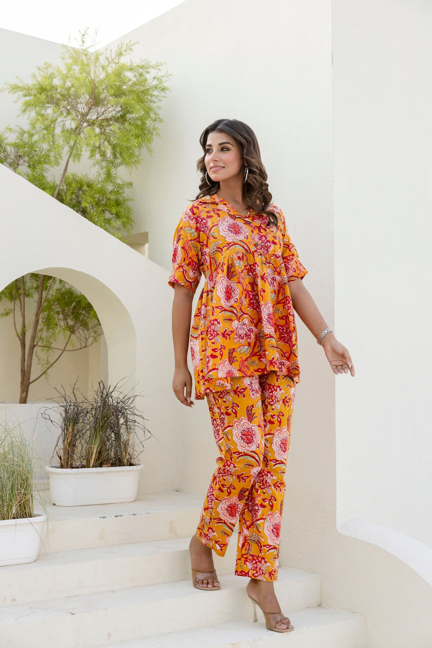Sunflare Bloom Cotton Co-ord Set