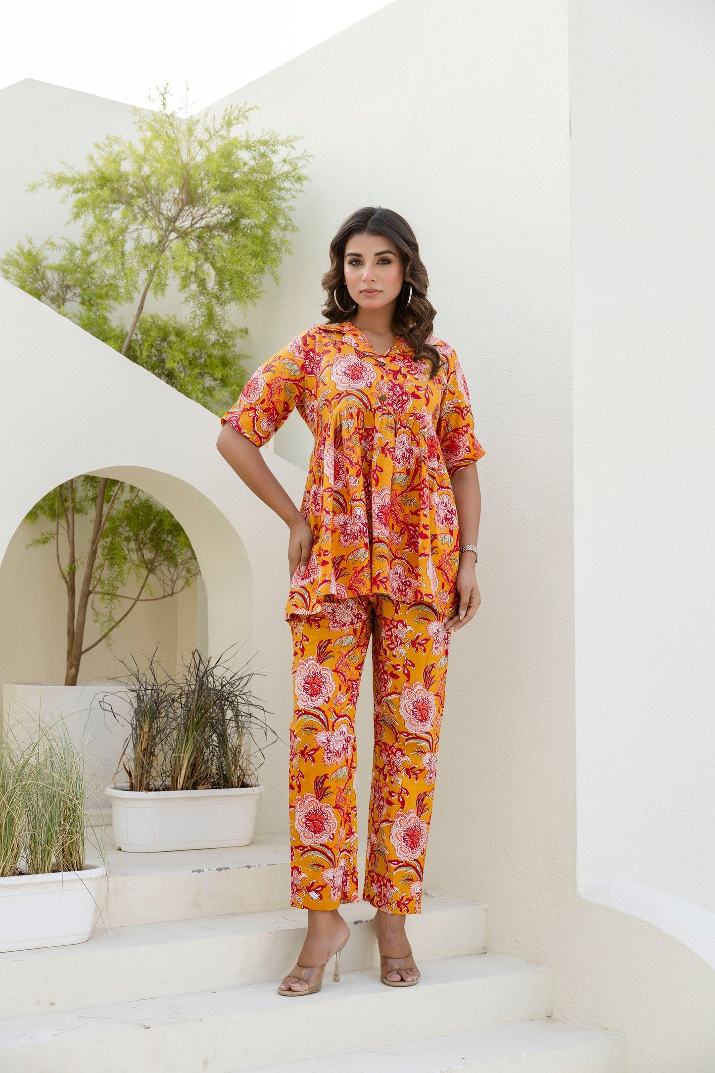 Sunflare Bloom Cotton Co-ord Set