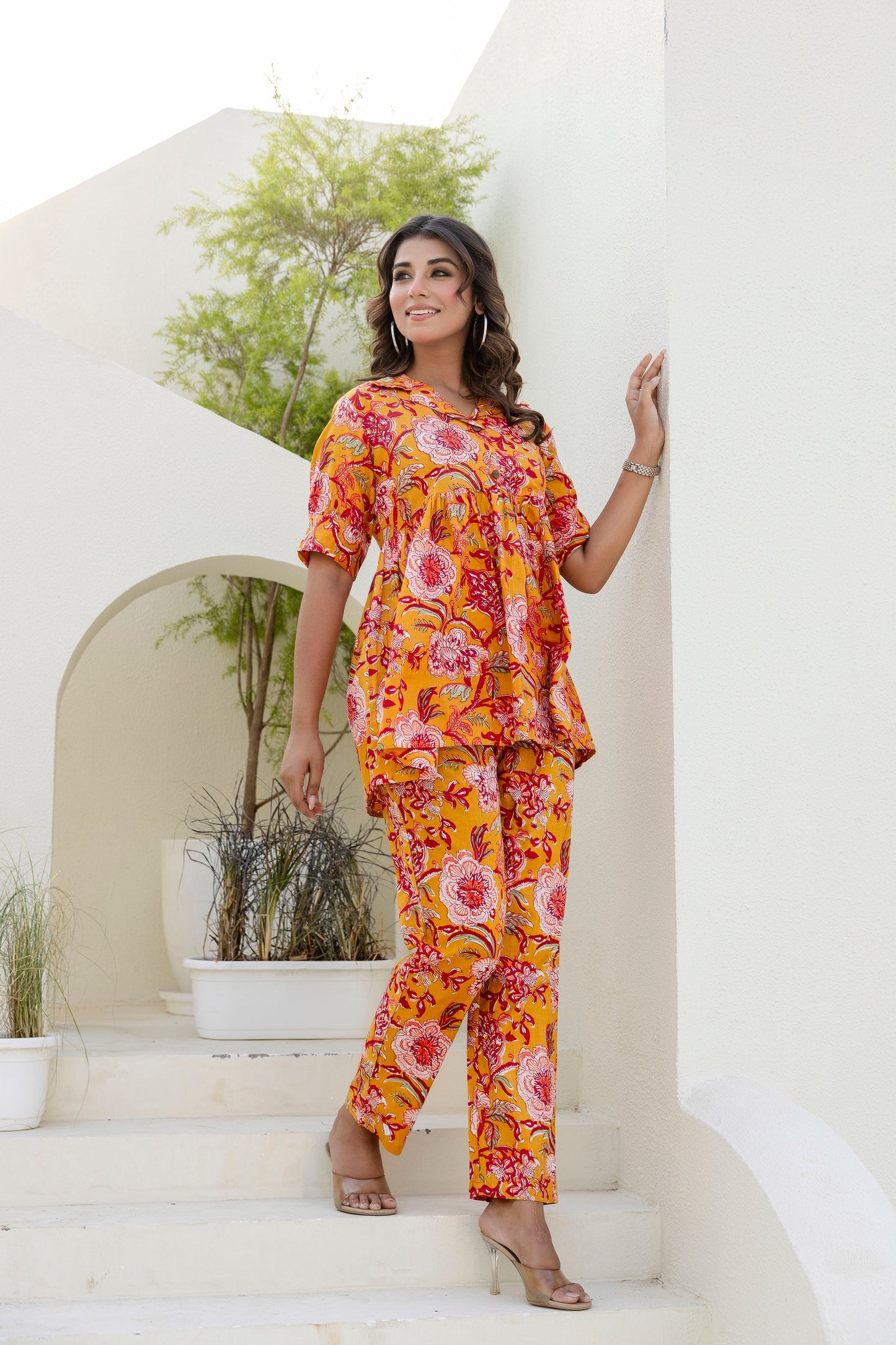 Sunflare Bloom Cotton Co-ord Set
