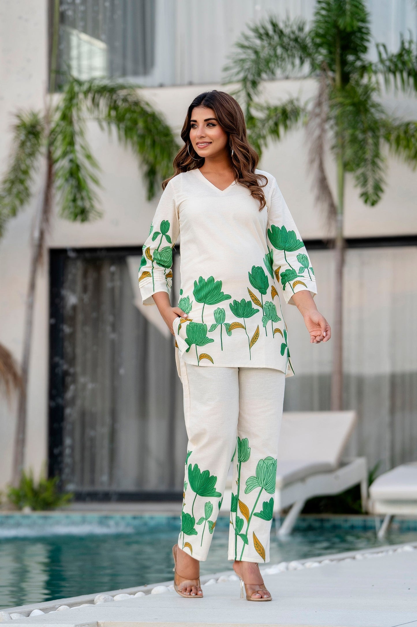 Lotus Whisper Ivory Cotton Flex Co-ord Set
