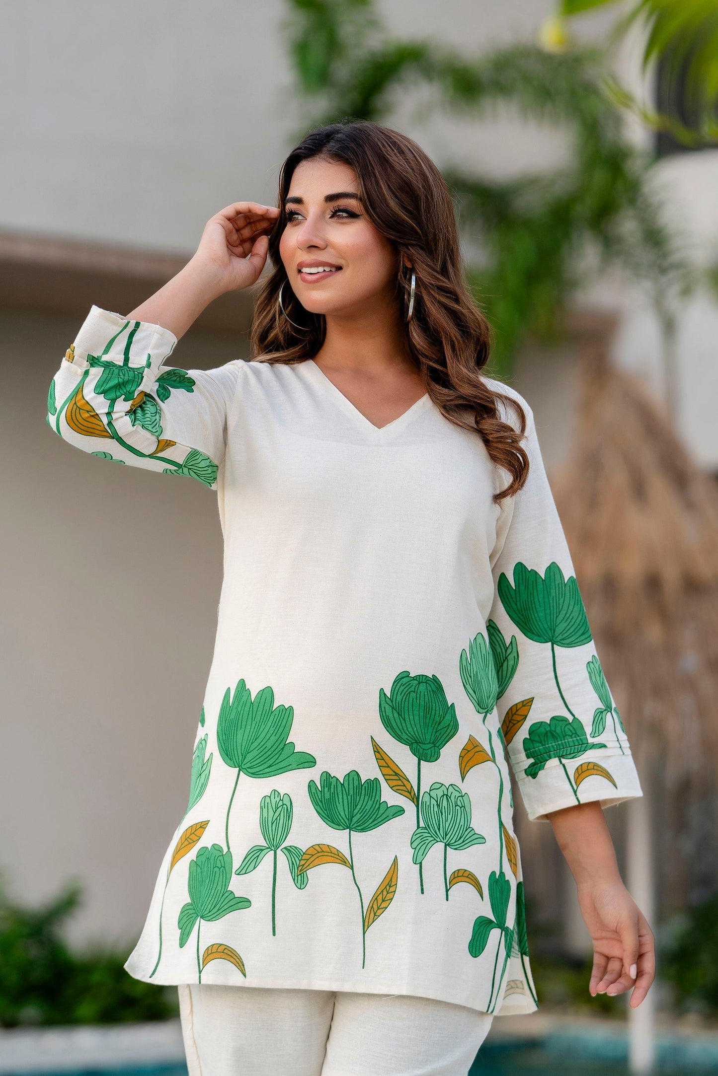 Lotus Whisper Ivory Cotton Flex Co-ord Set