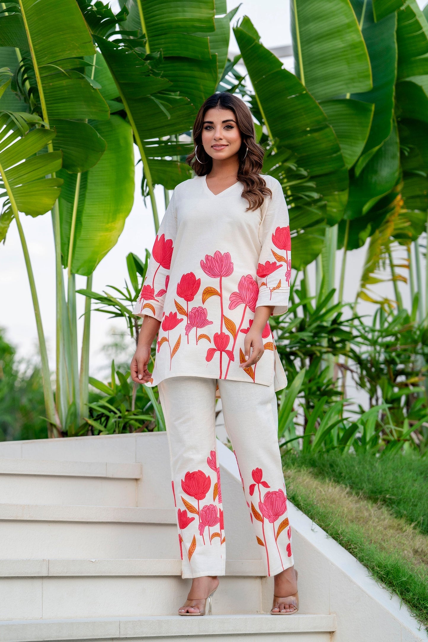 Radiant Bloom Ivory Cotton Flex Co-ord Set