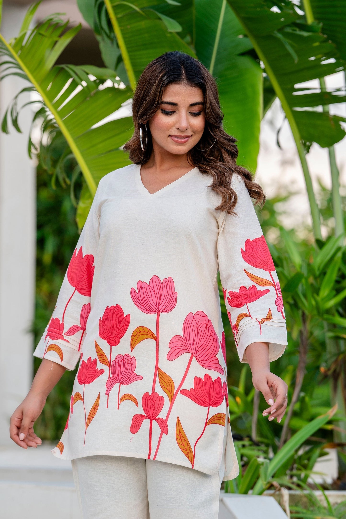 Radiant Bloom Ivory Cotton Flex Co-ord Set