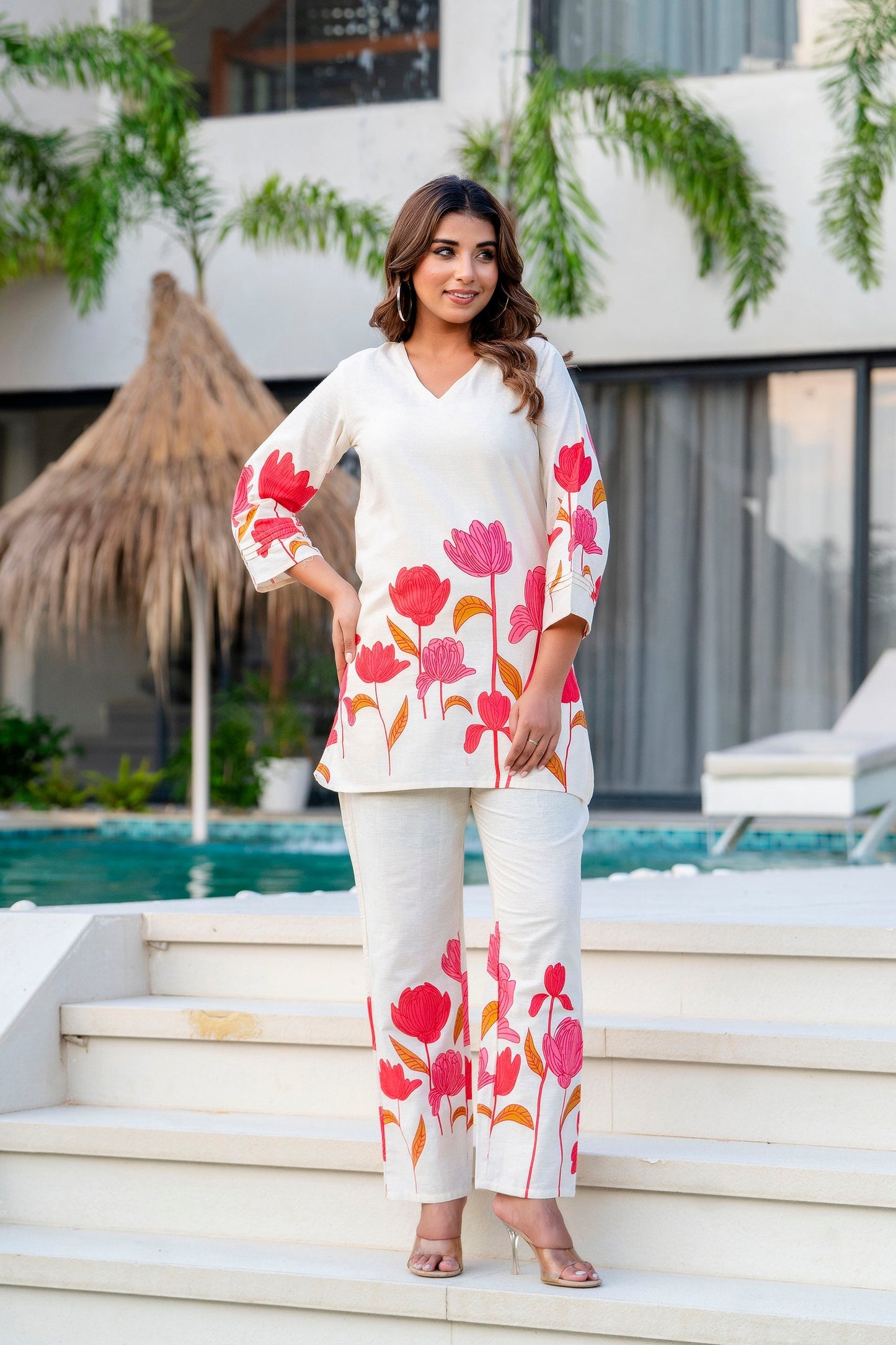 Radiant Bloom Ivory Cotton Flex Co-ord Set