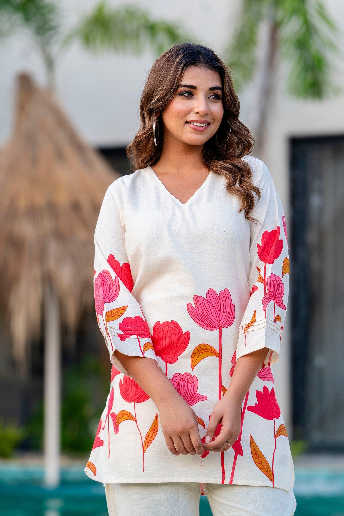 Radiant Bloom Ivory Cotton Flex Co-ord Set