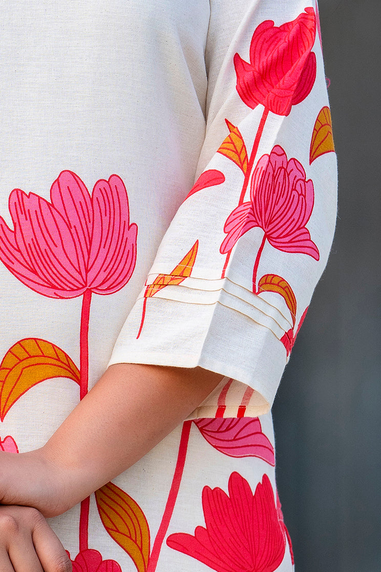 Radiant Bloom Ivory Cotton Flex Co-ord Set