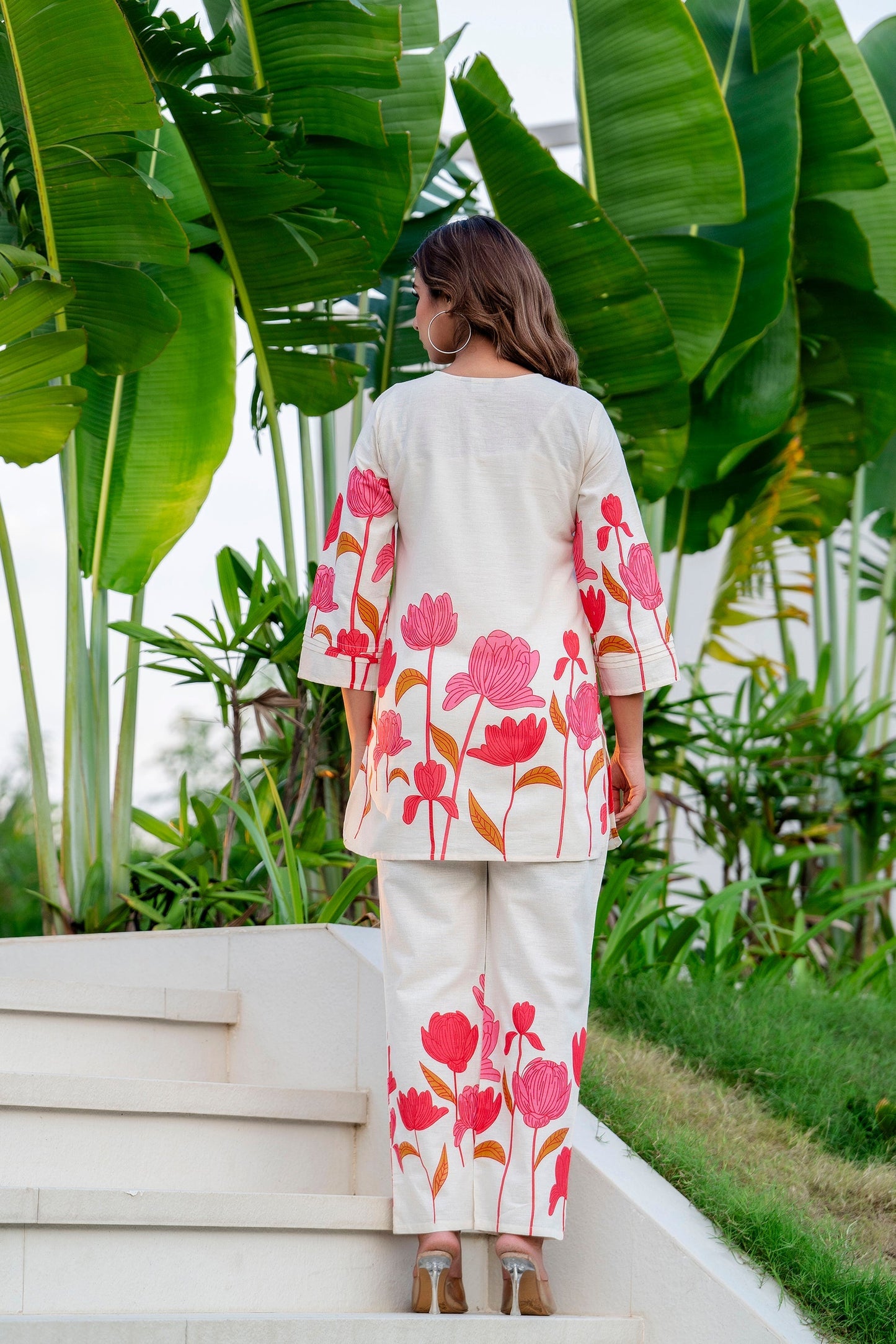 Radiant Bloom Ivory Cotton Flex Co-ord Set