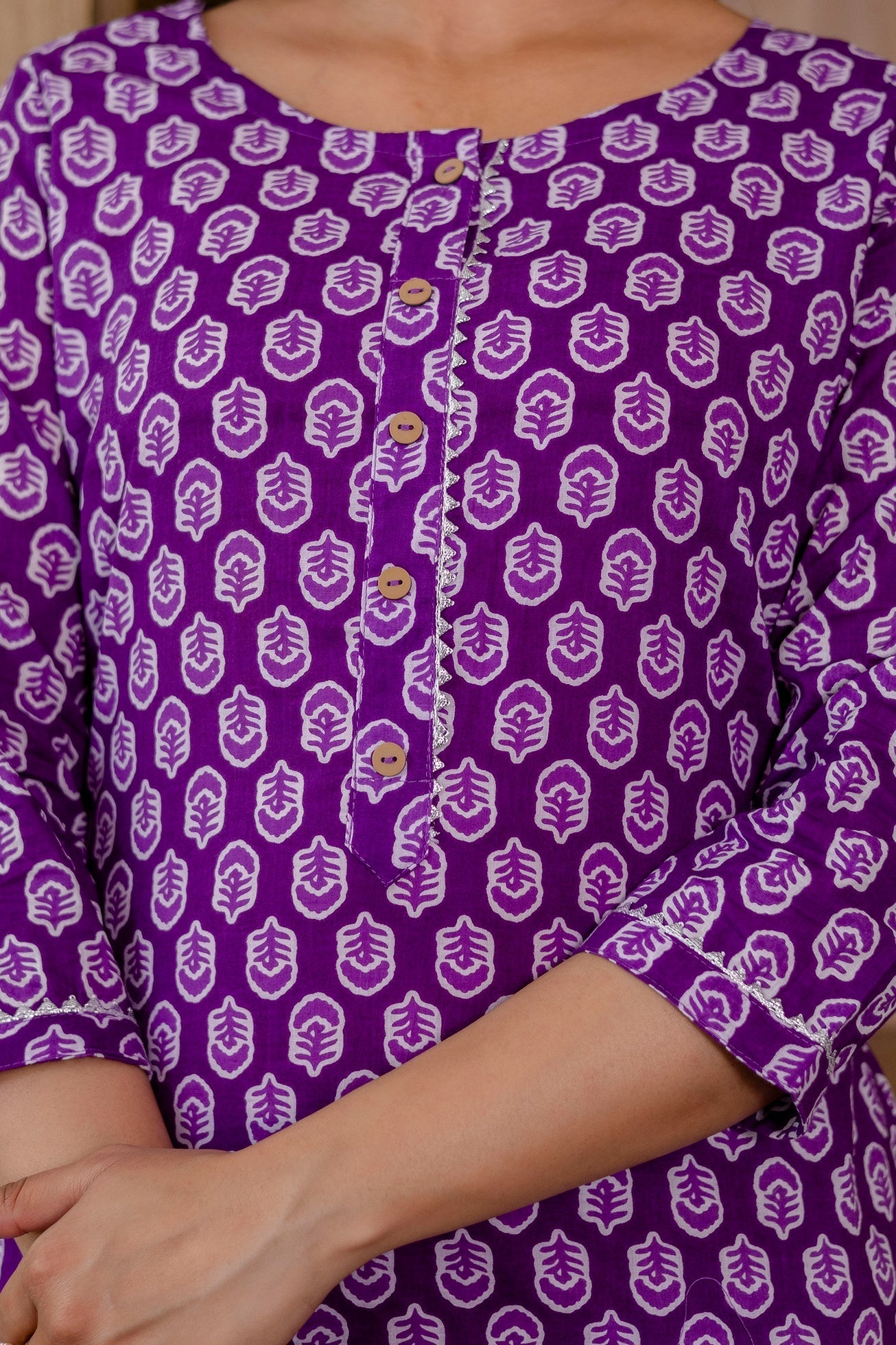 Lavender Purple Cotton Dupatta Set
