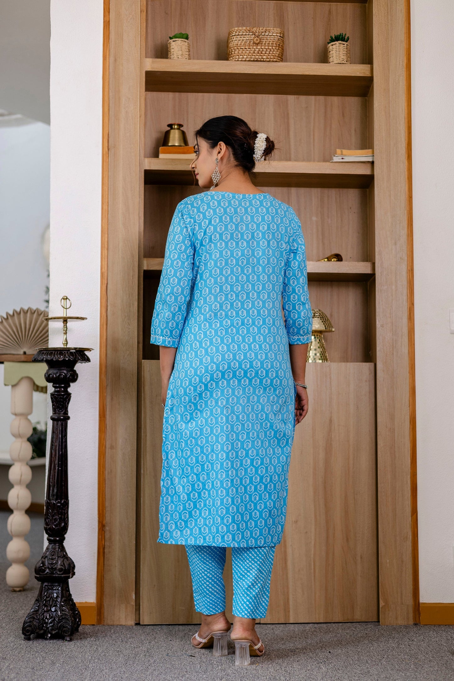 Sky Blue Cotton Dupatta Set