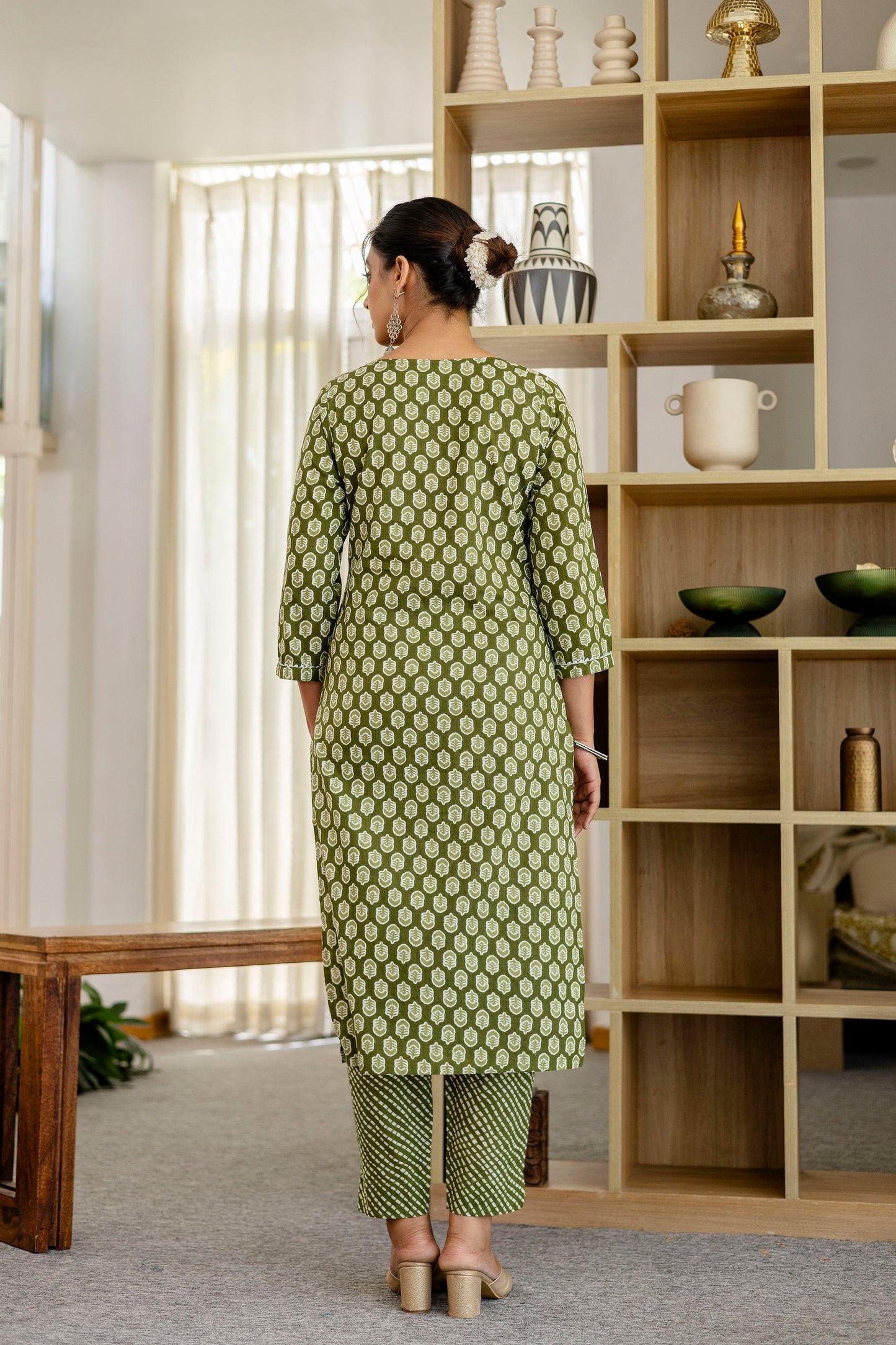 Sage Green Cotton Dupatta Set