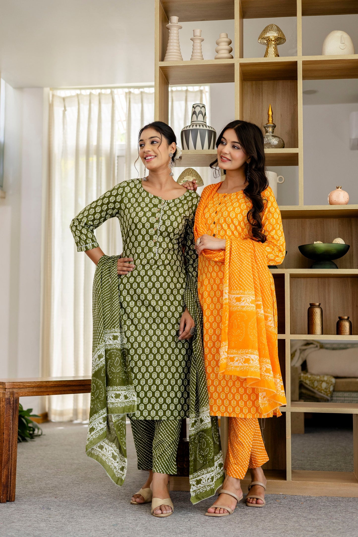 Sage Green Cotton Dupatta Set