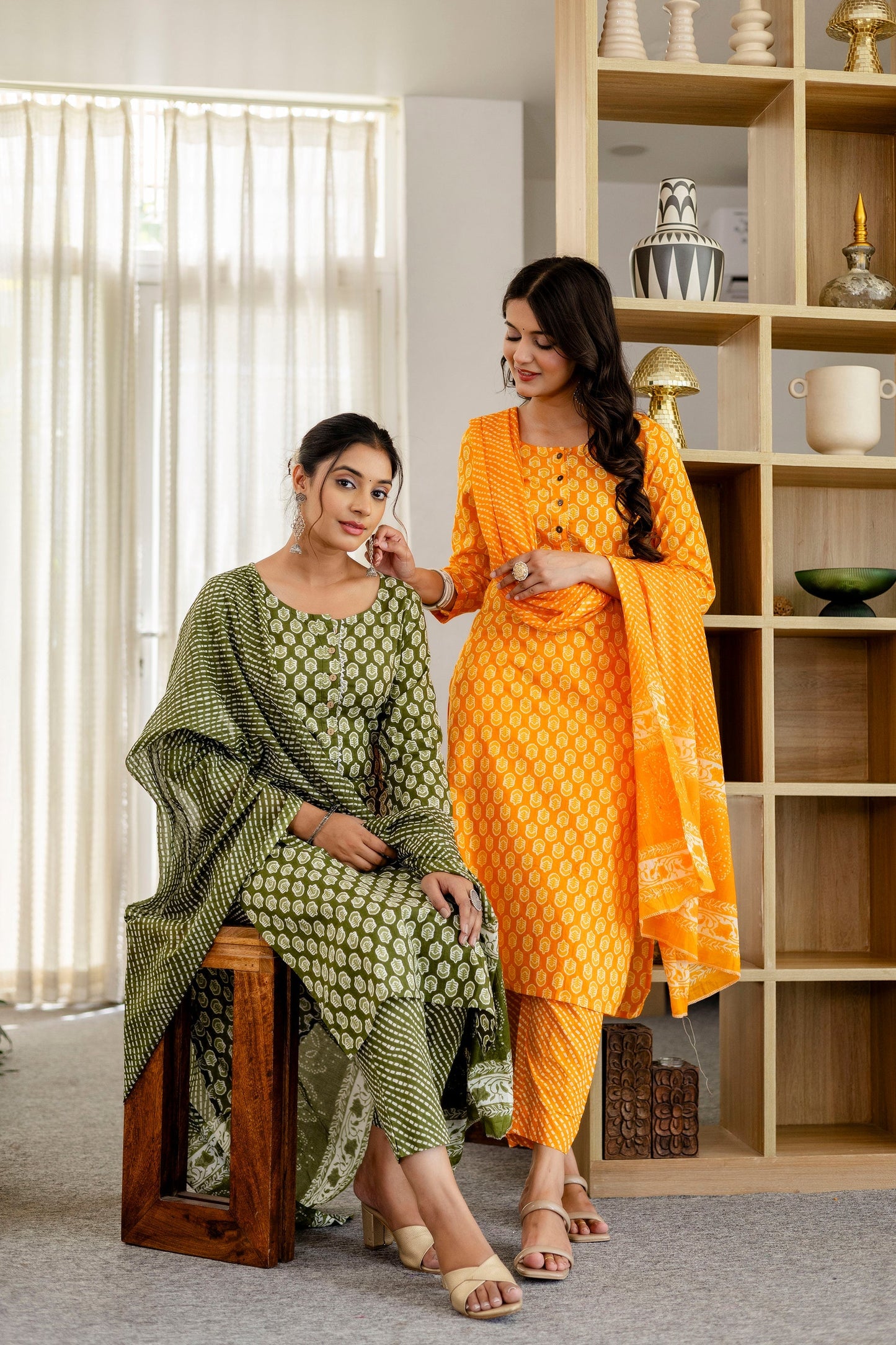 Sage Green Cotton Dupatta Set