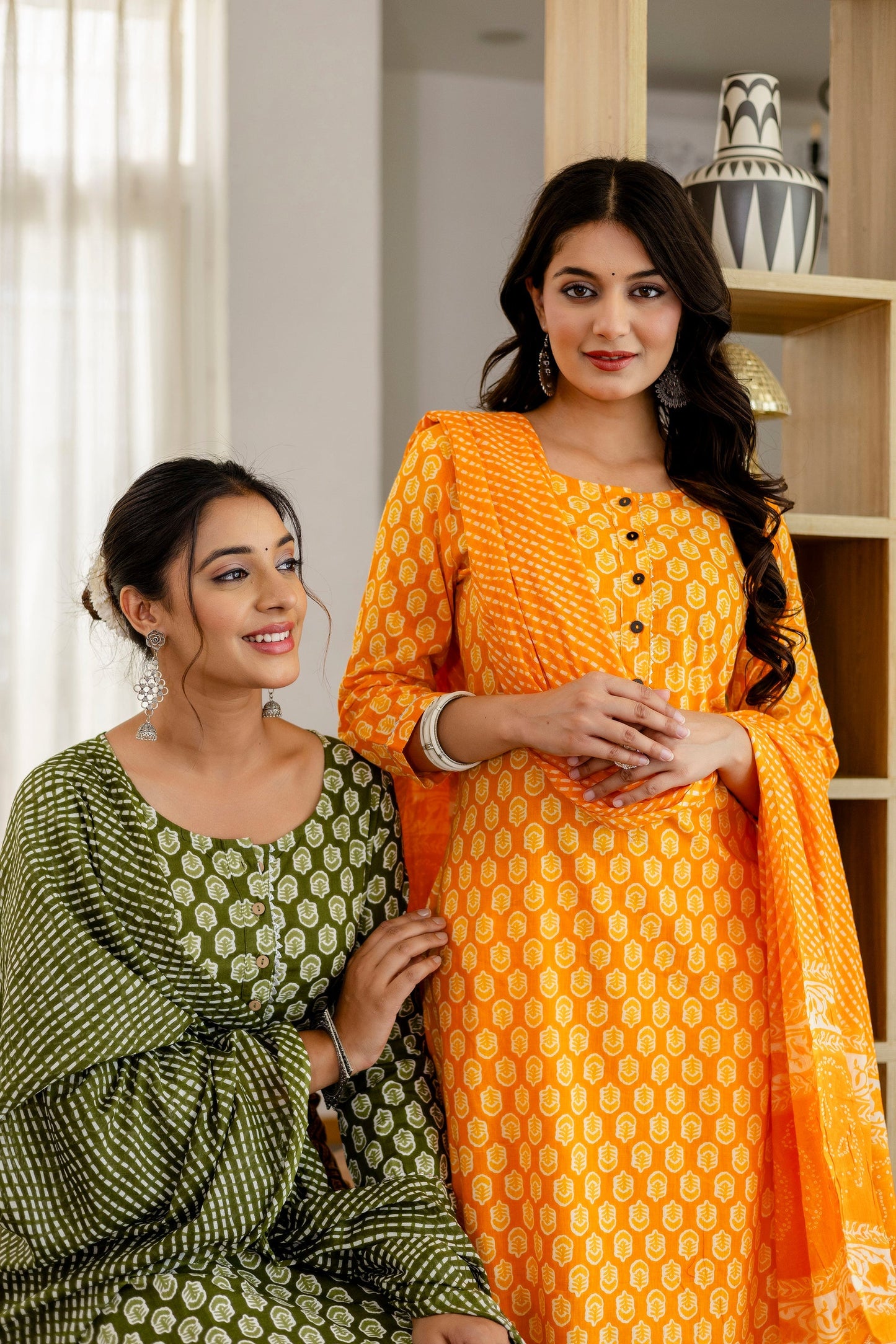 Sage Green Cotton Dupatta Set