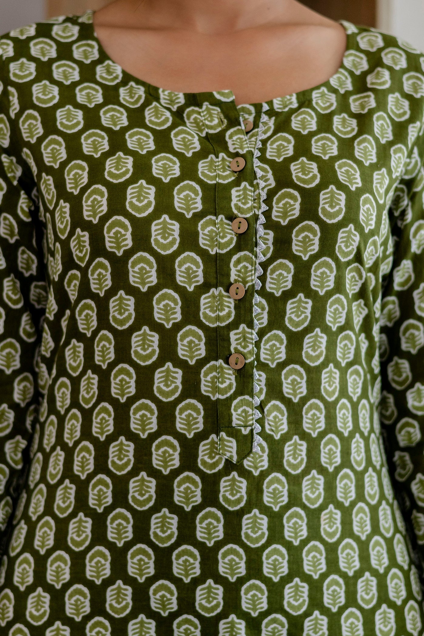 Sage Green Cotton Dupatta Set