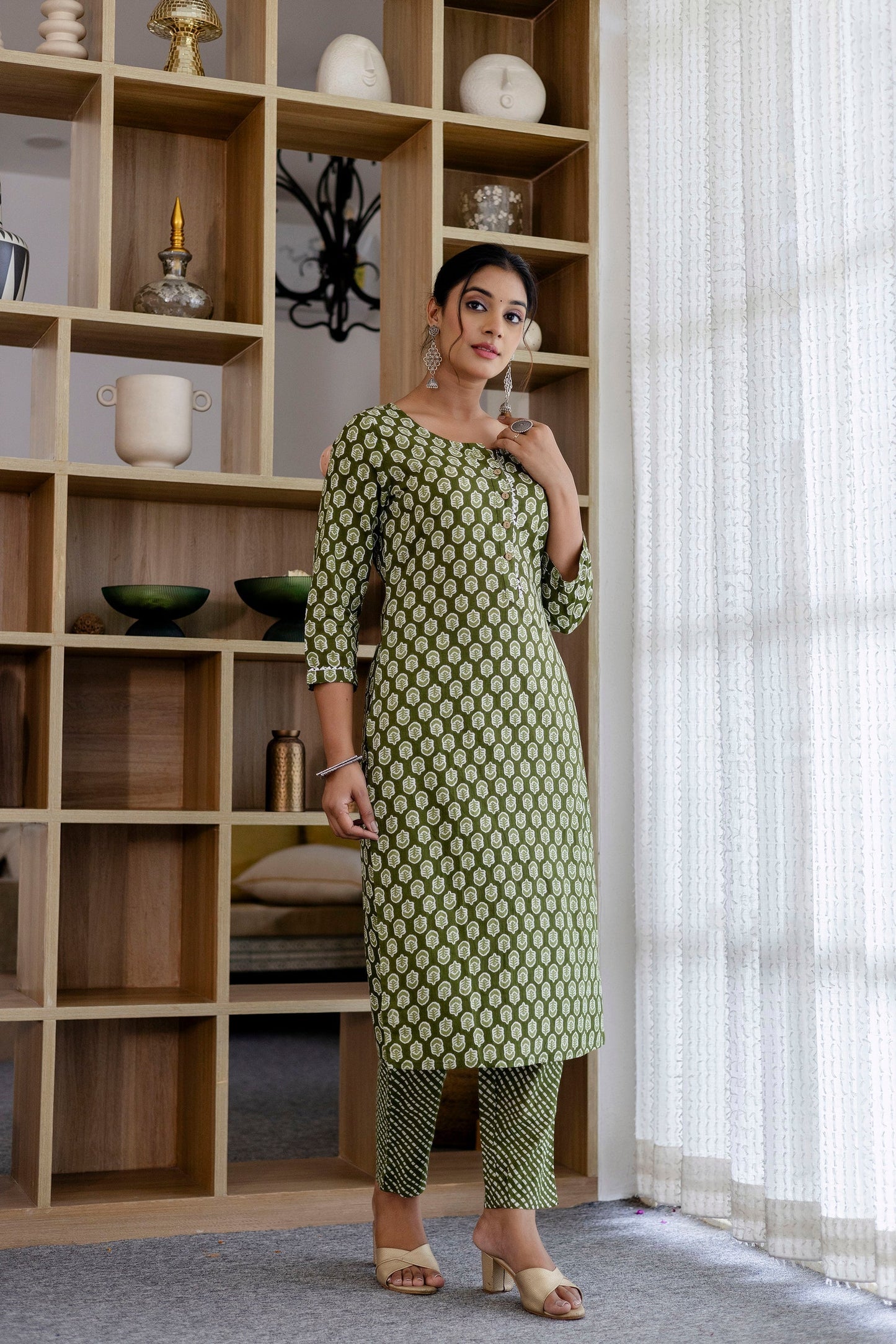 Sage Green Cotton Dupatta Set