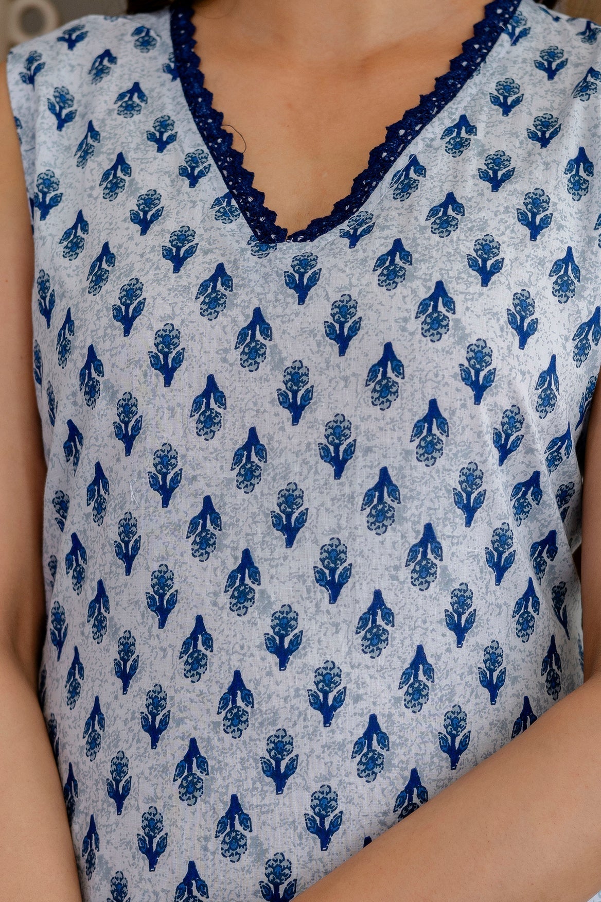 Azure Floral Cotton Dupatta Set