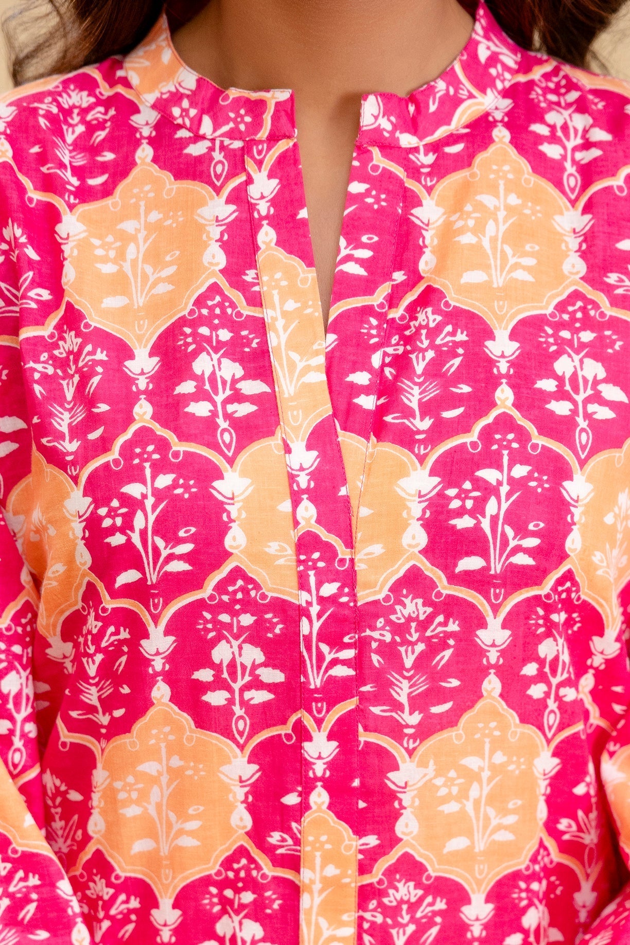 Fuchsia Glow Cotton Printed Top