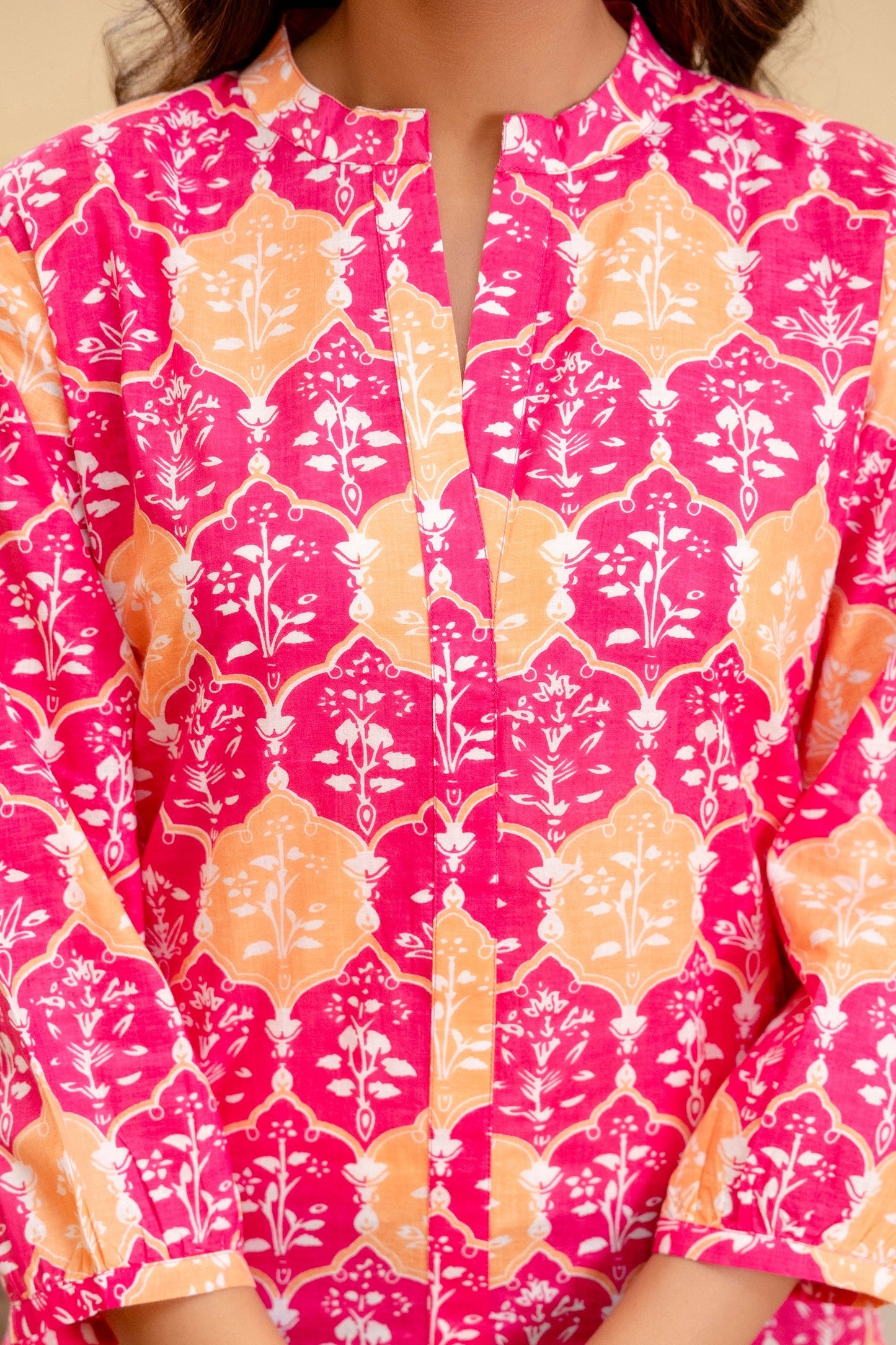 Fuchsia Glow Cotton Printed Top