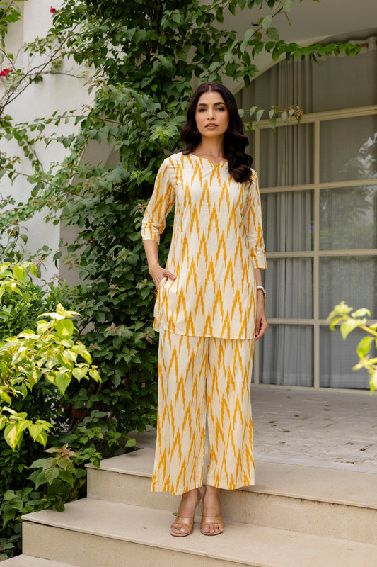 Sunshine Ikat Printed Cotton Co-ord Set