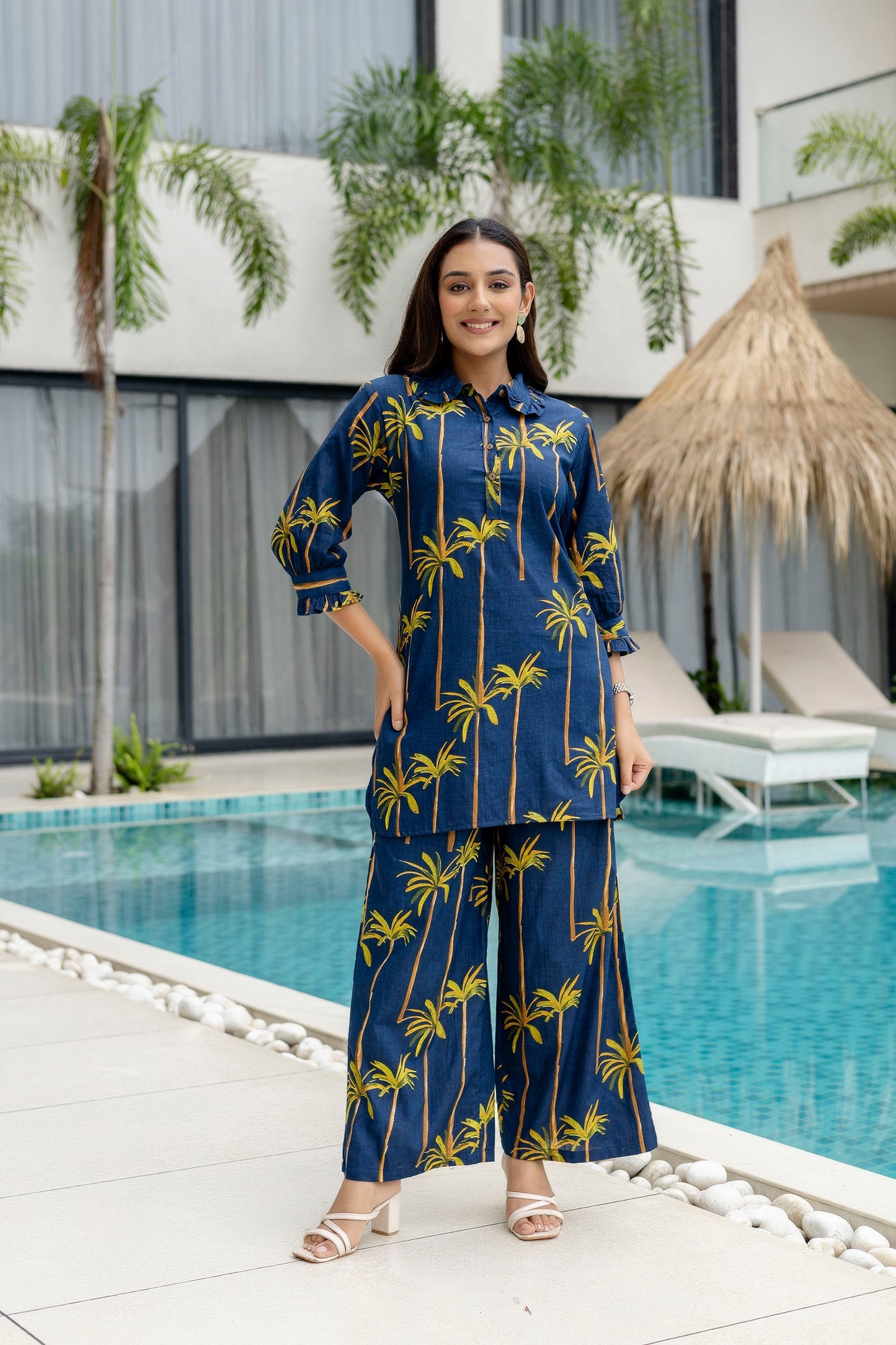 Bloomrift Blue Cotton Co-ord Set