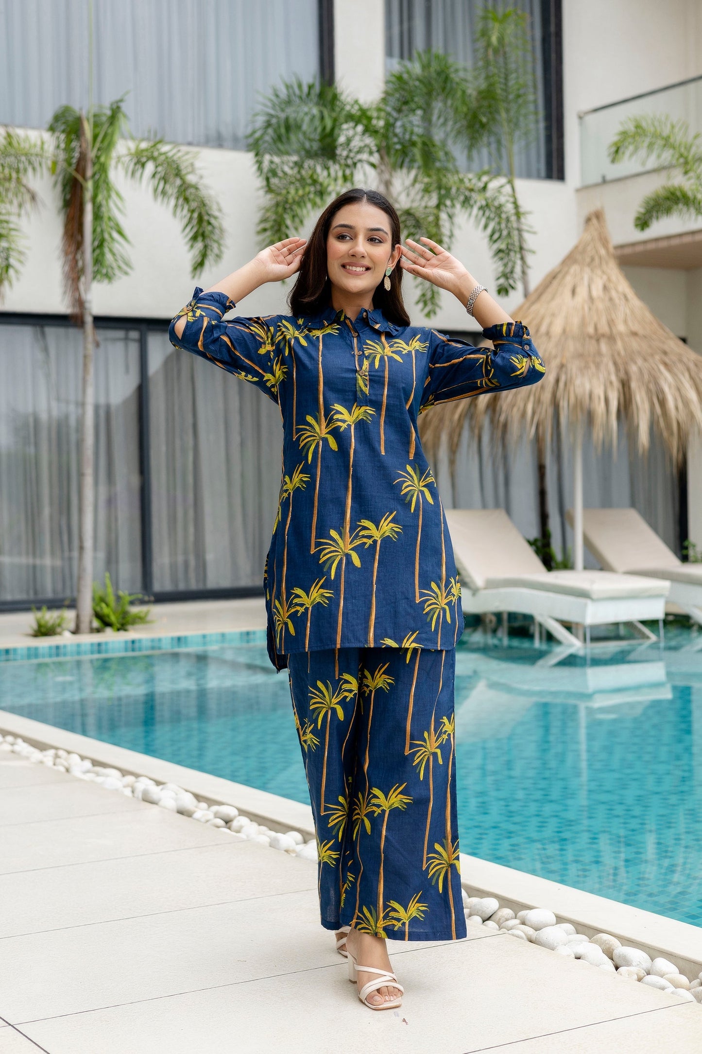 Bloomrift Blue Cotton Co-ord Set