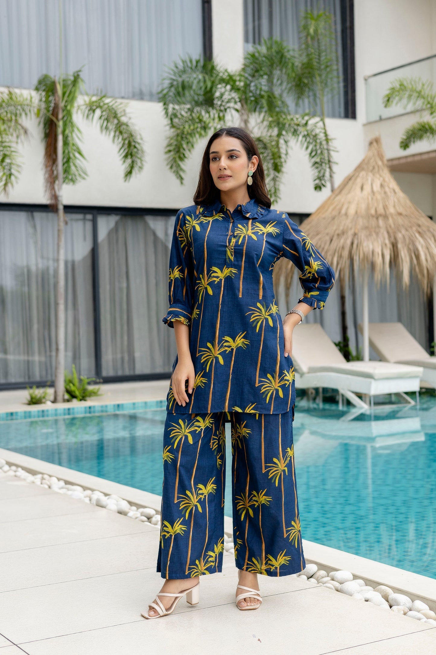 Bloomrift Blue Cotton Co-ord Set