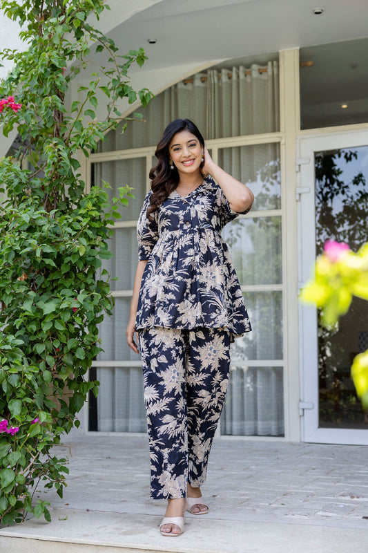 Shadowthread Black Cotton Co-ord Set