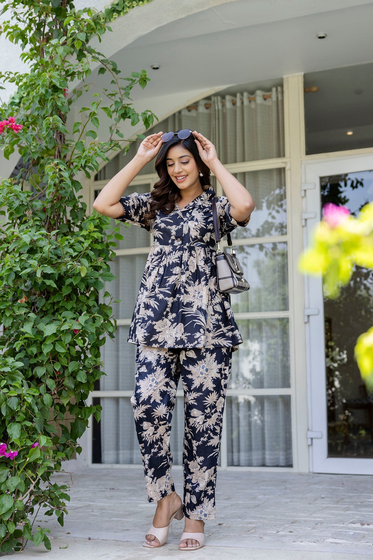 Shadowthread Black Cotton Co-ord Set