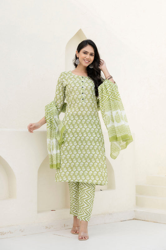 Basil Floral Cotton Dupatta Set