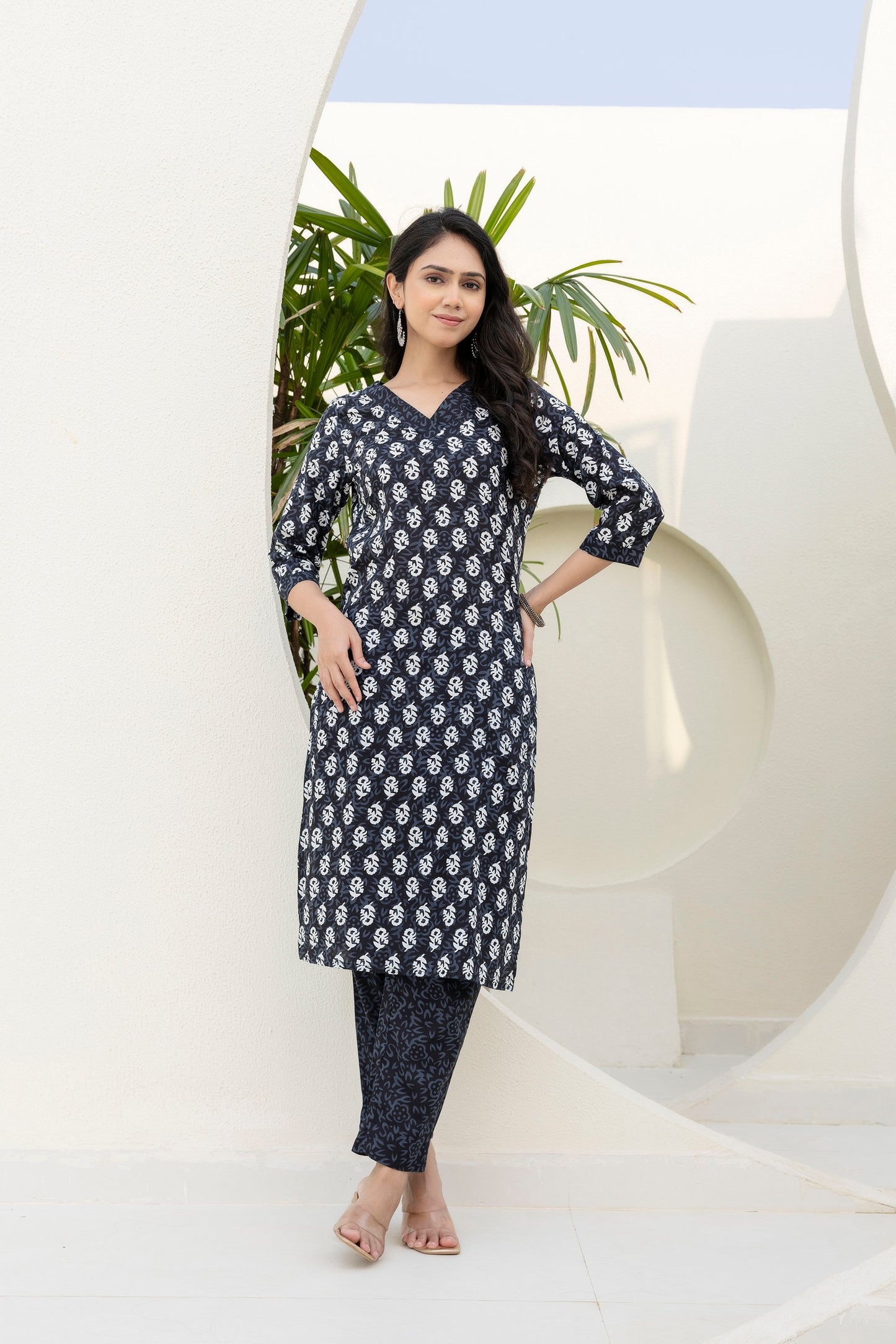 Charcoal Ease Cotton Dupatta Set