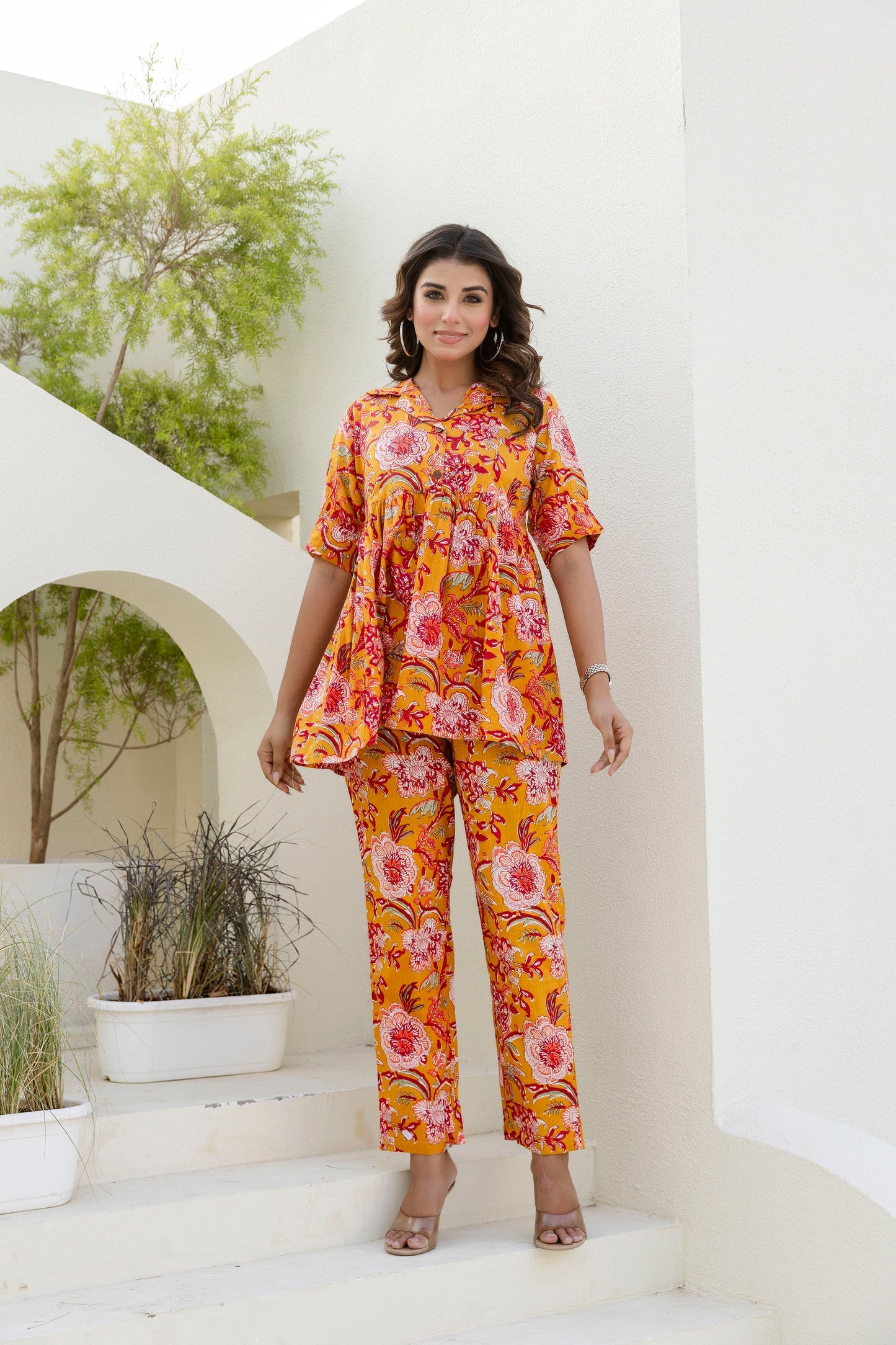 Sunflare Bloom Cotton Co-ord Set