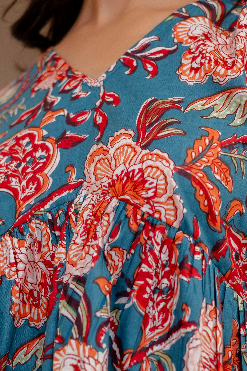 Blue Coral Bloom Cotton Top