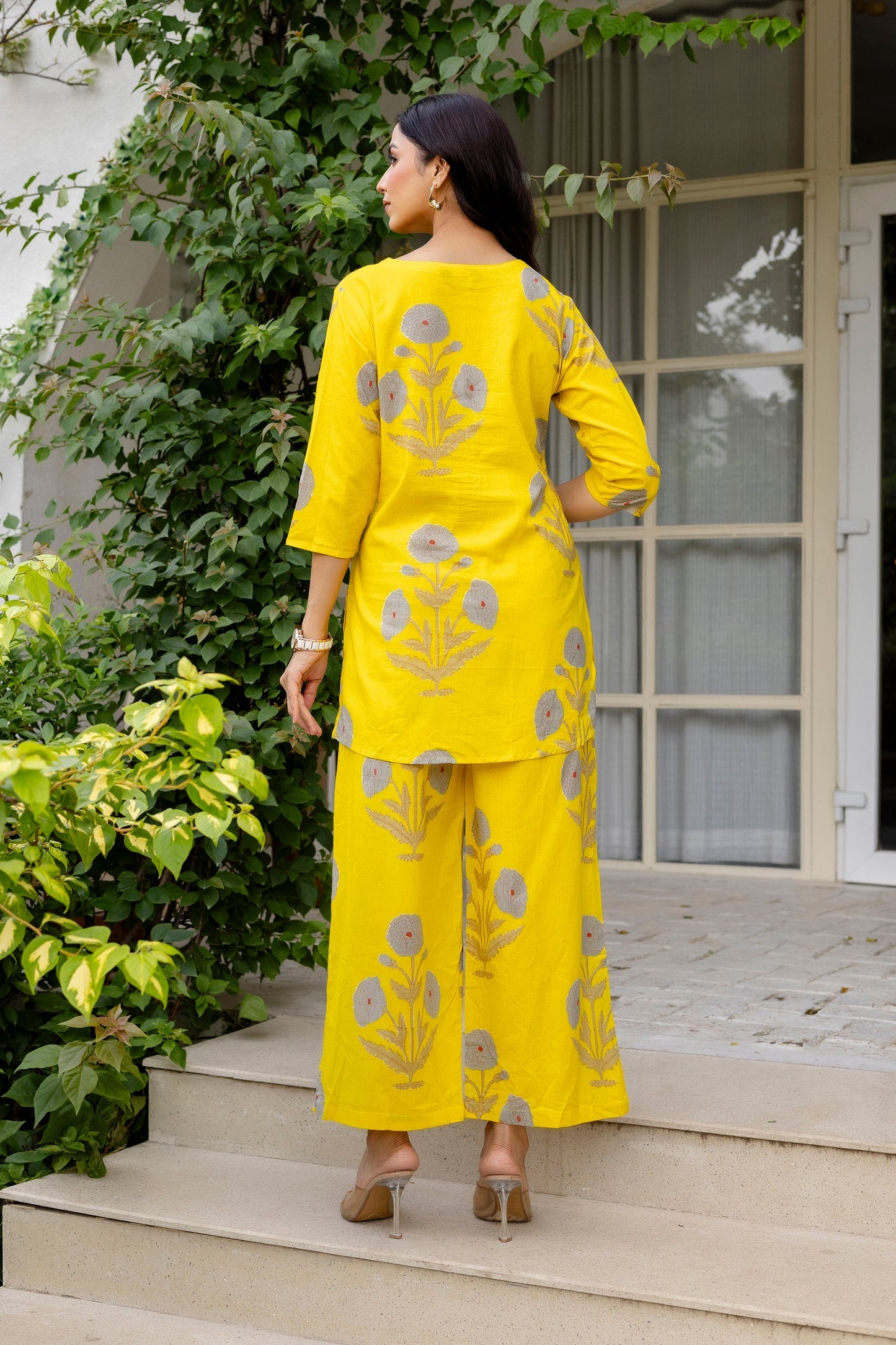 Amber Blossom Yellow Floral Cotton Co-ord Set