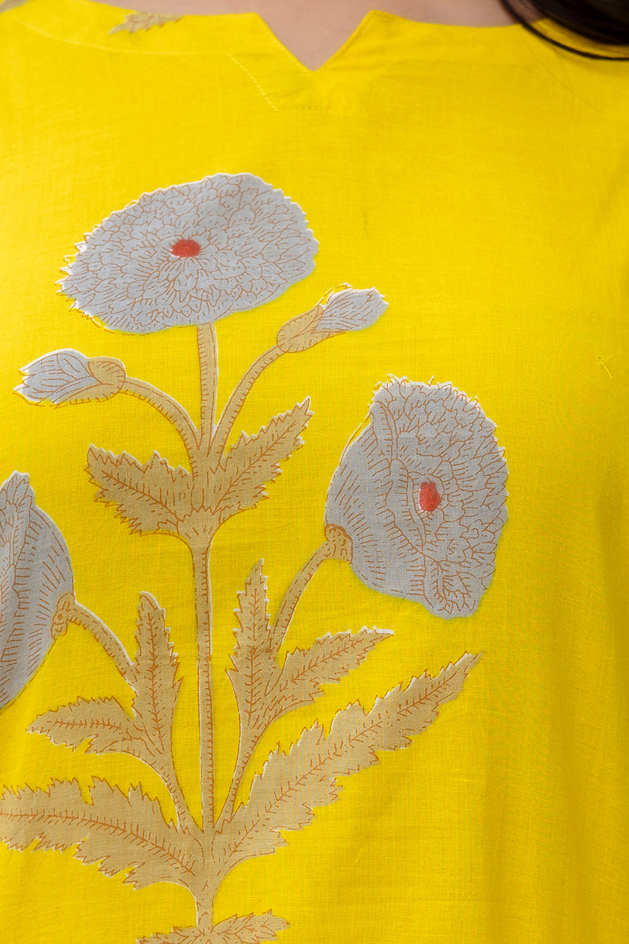 Amber Blossom Yellow Floral Cotton Co-ord Set