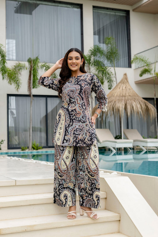 Carbon Calm Black Cotton Co-ord Set