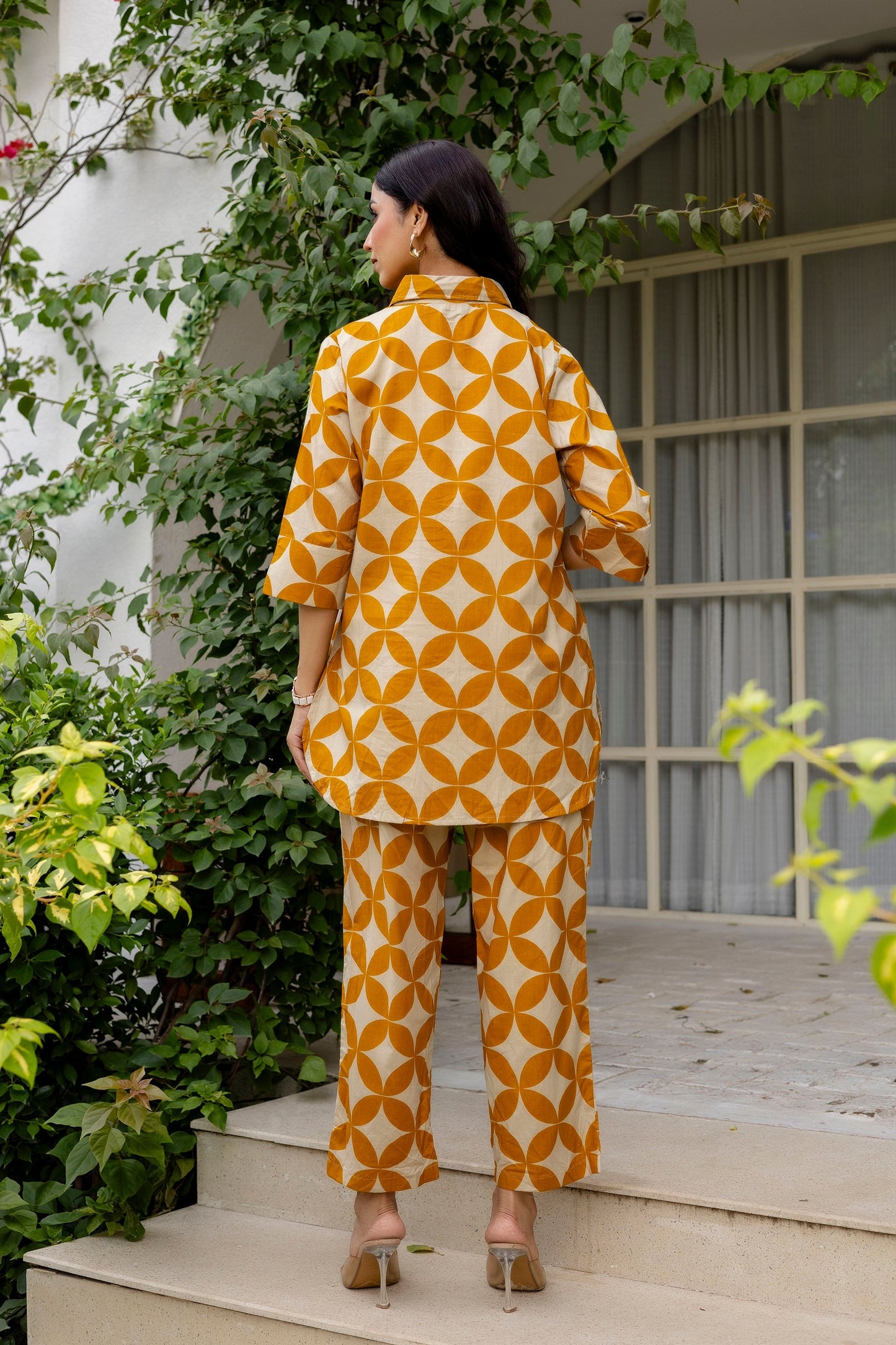 Floral Symphony Off-White Cotton Co-ord Set