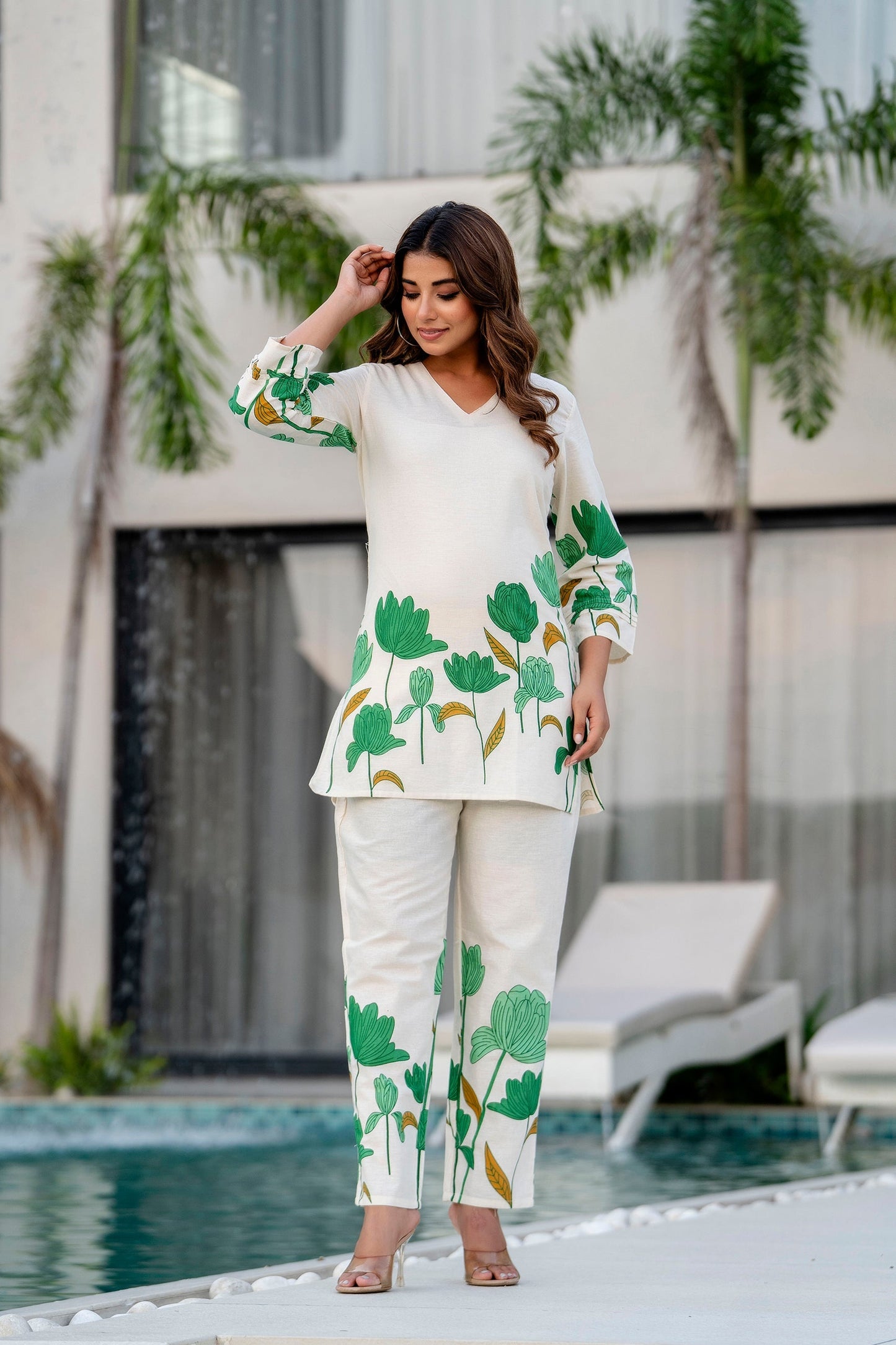 Lotus Whisper Ivory Cotton Flex Co-ord Set